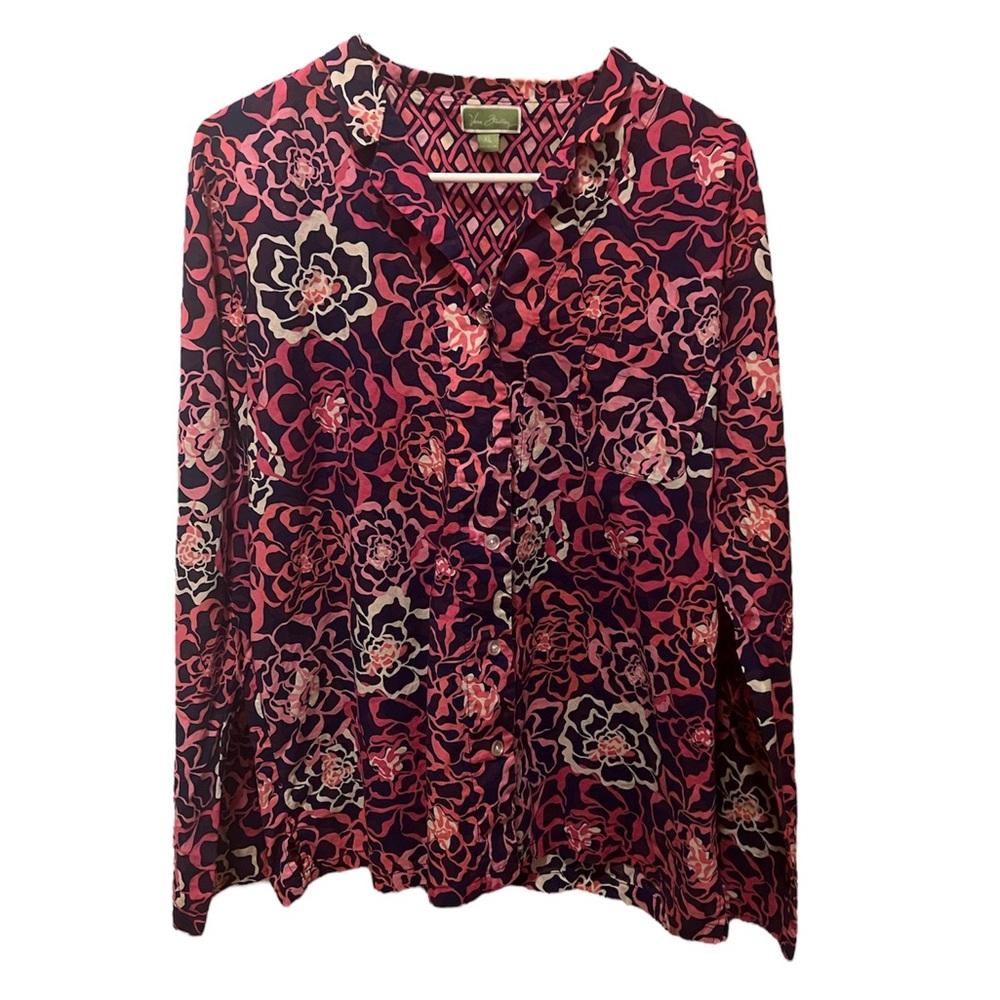 Vera Bradley 100% Cotton Floral Long Sleeve Button Down Top X-Large
